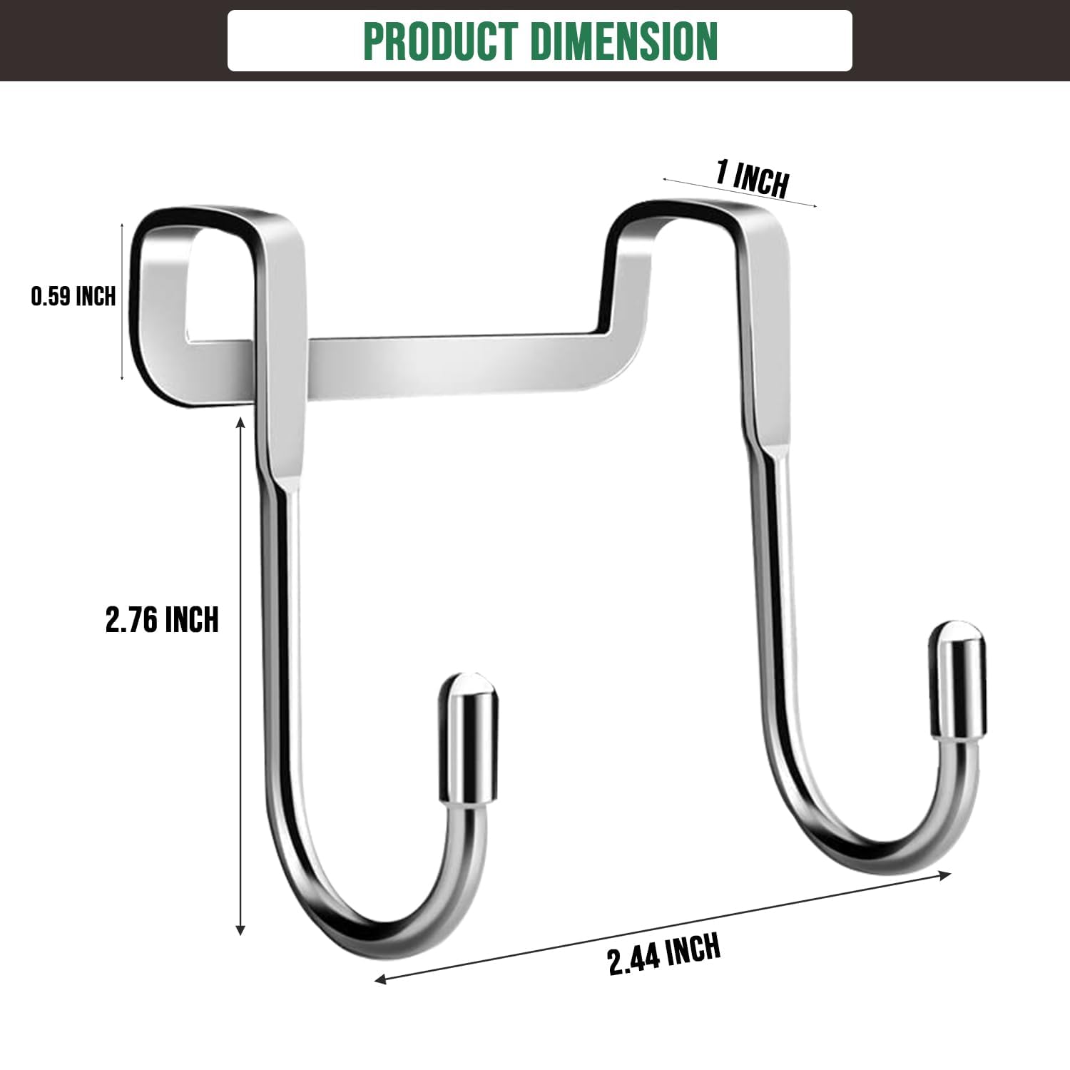 Zureni Heavy-Duty Over-the-Door Hooks Metal Double S-Shaped Detachable Hanger for Kitchen, Closet, Bathroom & Cabinet Use